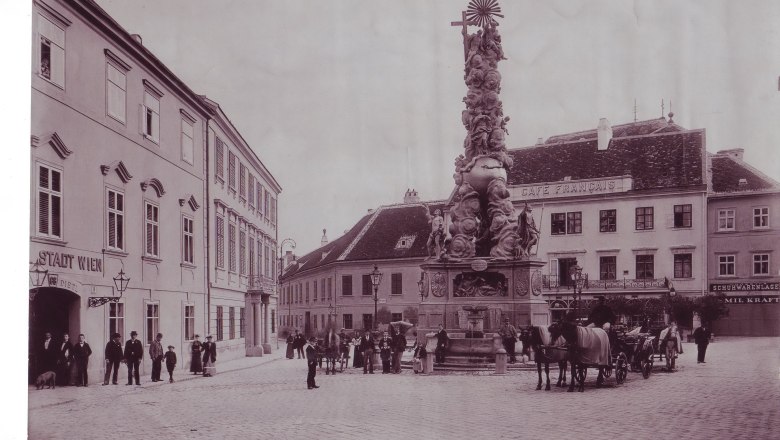 Baden Hauptplatz Cafe Francais (heutiges Café Central) um 1900, © Stadtarchiv Baden